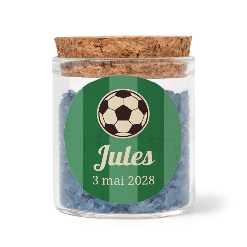 Mini bocal avec stickers rond et sel de bain bleu (lot de 12)