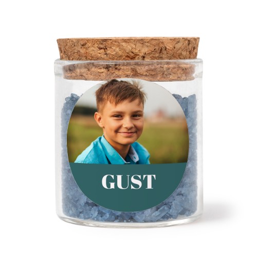 Bokaaltjes met ronde stickers en blauw badzout (set van 12)