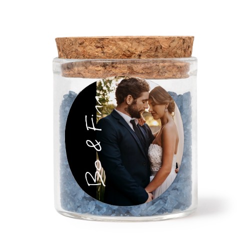 Bokaaltjes met ronde stickers en blauw badzout (set van 12)