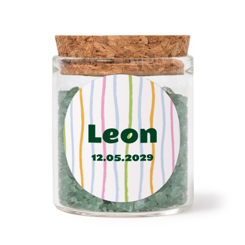 Bokaaltjes met ronde stickers en groen badzout (set van 12)