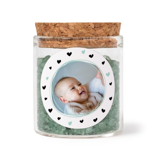 Lasipurkit pyöreillä tarroilla ja vihreällä kylpysuolalla - 12 kpl