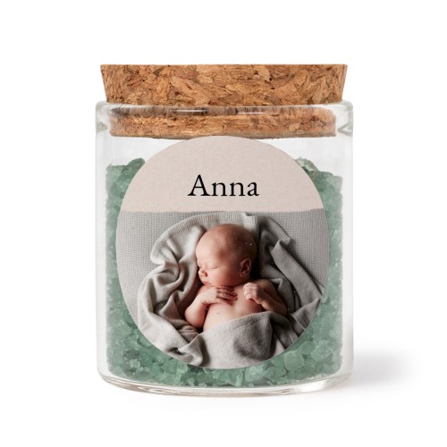 Mini bocal avec stickers rond et sel de bain vert (lot de 12)