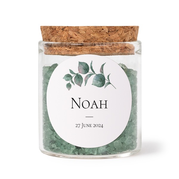 Mini bocal avec stickers rond et sel de bain vert (lot de 12) Mini bocal avec stickers rond et sel de bain vert (lot de 12)