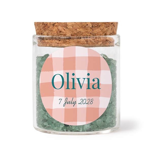 Mini bocal avec stickers rond et sel de bain vert (lot de 12)