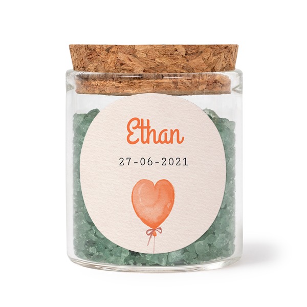 Glasburkar med runda klistermärken och grönt badsalt - 12 st