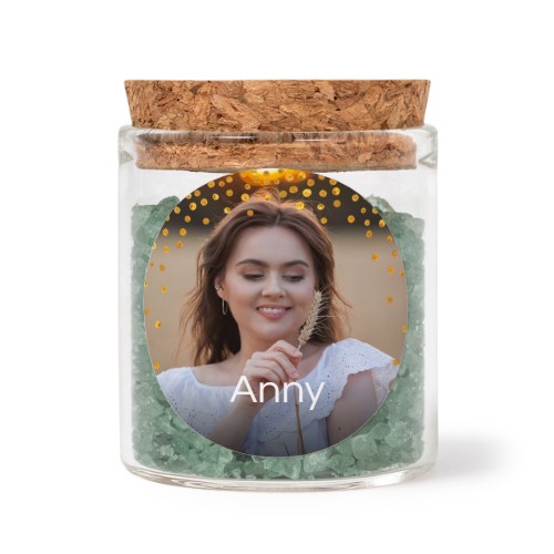 Bokaaltjes met ronde stickers en groen badzout (set van 12)