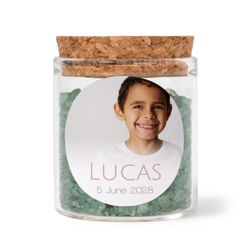 Bokaaltjes met ronde stickers en groen badzout (set van 12)