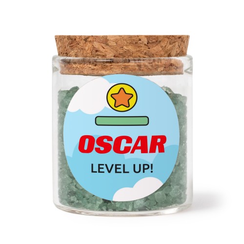 Mini bocal avec stickers rond et sel de bain vert (lot de 12) Mini bocal avec stickers rond et sel de bain vert (lot de 12)