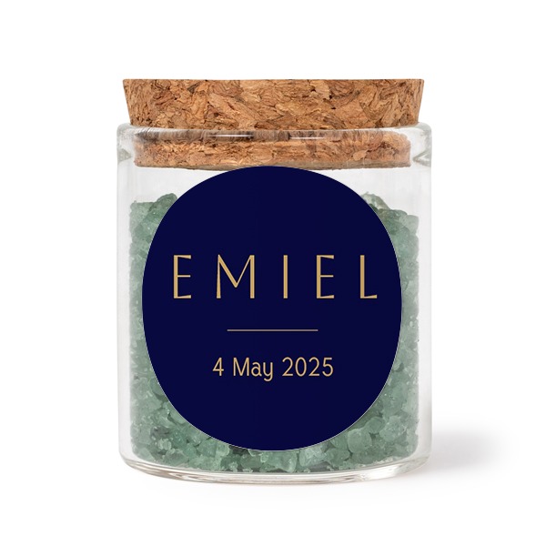 Mini bocal avec stickers rond et sel de bain vert (lot de 12)