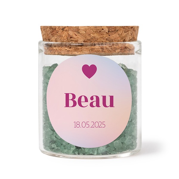 Mini bocal avec stickers rond et sel de bain vert (lot de 12)