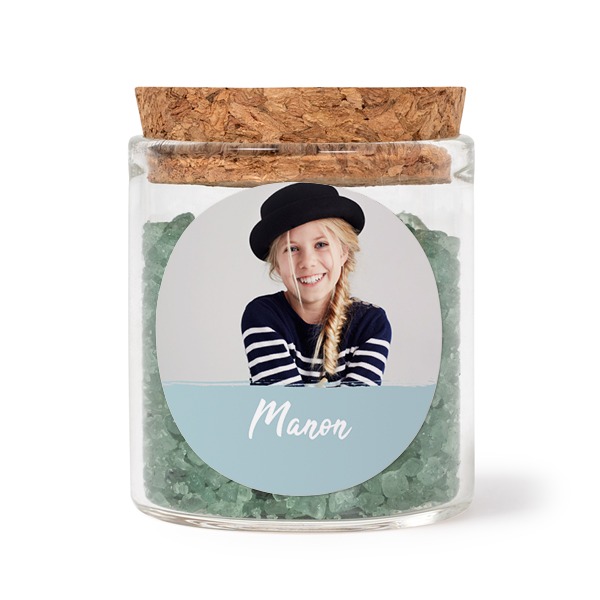 Bokaaltjes met ronde stickers en groen badzout (set van 12)
