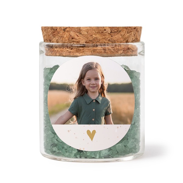 Mini bocal avec stickers rond et sel de bain vert (lot de 12) Mini bocal avec stickers rond et sel de bain vert (lot de 12)