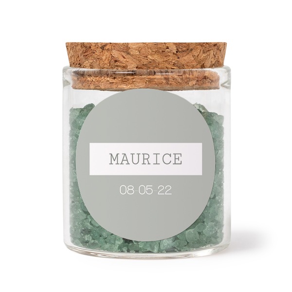 Mini bocal avec stickers rond et sel de bain vert (lot de 12)