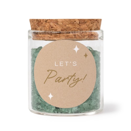 Mini bocal avec stickers rond et sel de bain vert (lot de 12)