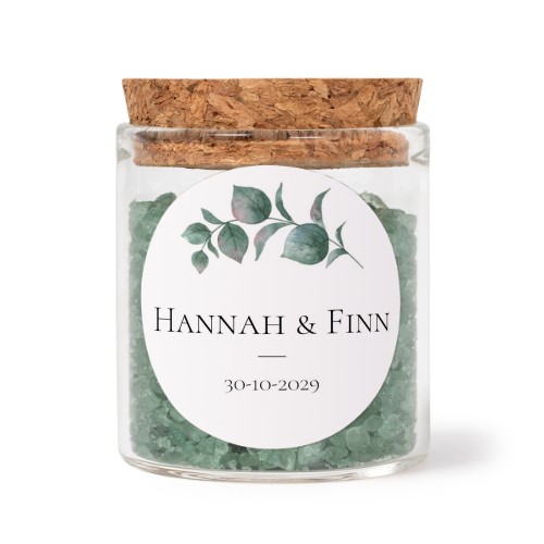 Glasburkar med runda klistermÀrken och grönt badsalt - 12 st Glasburkar med runda klistermÀrken och grönt badsalt - 12 st