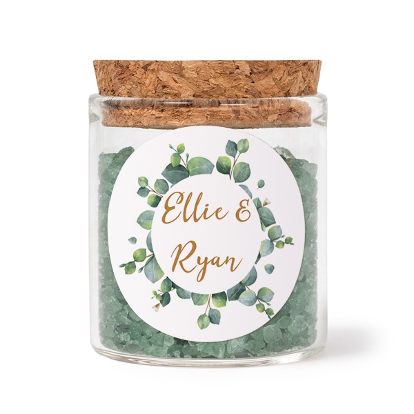 Mini bocal avec stickers rond et sel de bain vert (lot de 12) Mini bocal avec stickers rond et sel de bain vert (lot de 12)