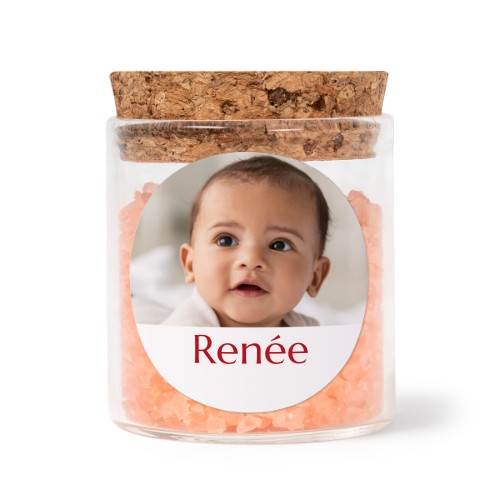 Bokaaltjes met ronde stickers en roze badzout (set van 12)