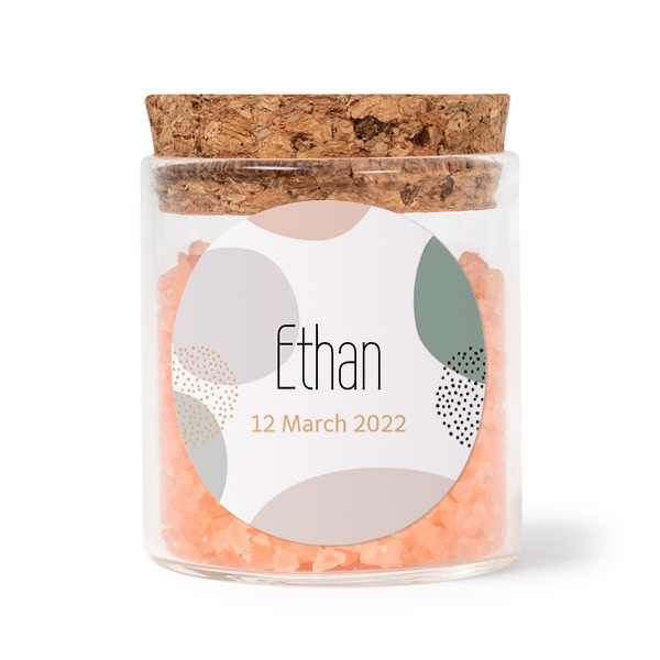 Mini bocal avec stickers rond et sel de bain rose (lot de 12) Mini bocal avec stickers rond et sel de bain rose (lot de 12)