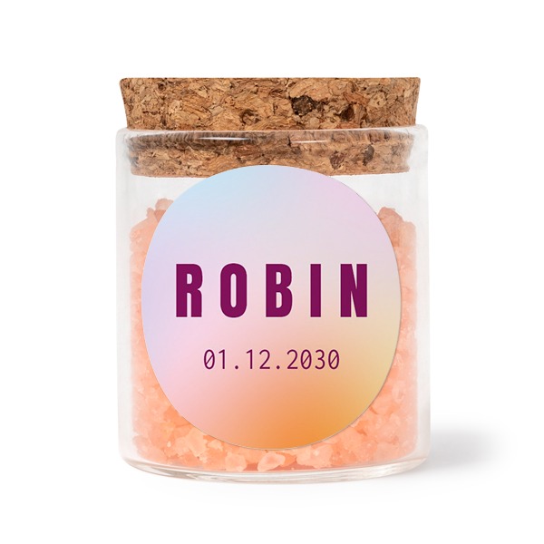 Mini bocal avec stickers rond et sel de bain rose (lot de 12)