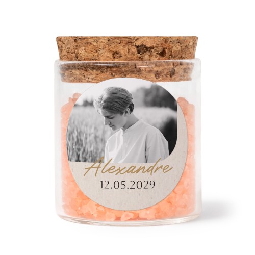 Mini bocal avec stickers rond et sel de bain rose (lot de 12)