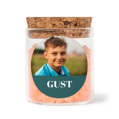 Mini-Glas mit rundem Sticker u. pinkem Badesalz - 12 Stk.