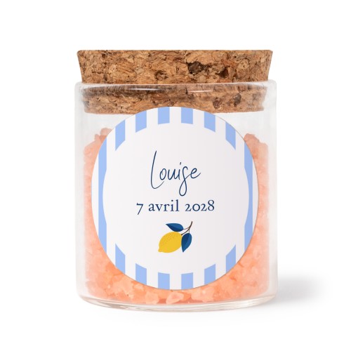 Mini bocal avec stickers rond et sel de bain rose (lot de 12)