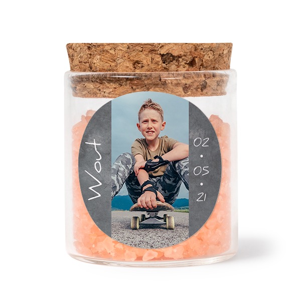 Bokaaltjes met ronde stickers en roze badzout (set van 12) Bokaaltjes met ronde stickers en roze badzout (set van 12)
