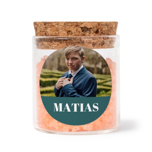 Lasipurkit pyöreillä tarroilla ja vaaleanpunaisella kylpysuolalla - 12 kpl