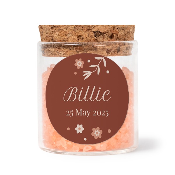 Mini bocal avec stickers rond et sel de bain rose (lot de 12)