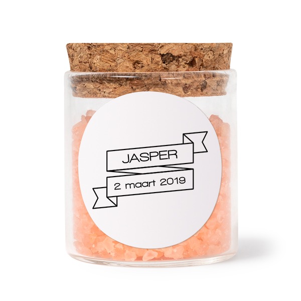 Mini bocal avec stickers rond et sel de bain rose (lot de 12)