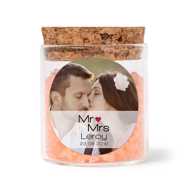 Mini-Glas mit rundem Sticker u. pinkem Badesalz - 12 Stk.