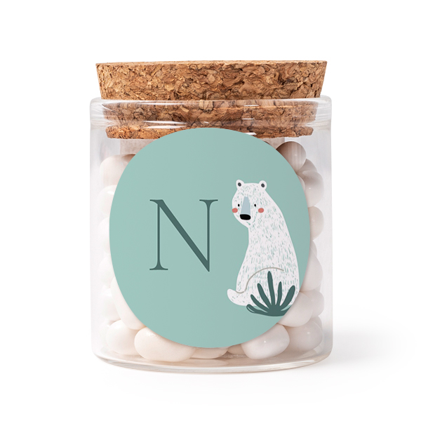 Glass jars with round stickers - set of 12