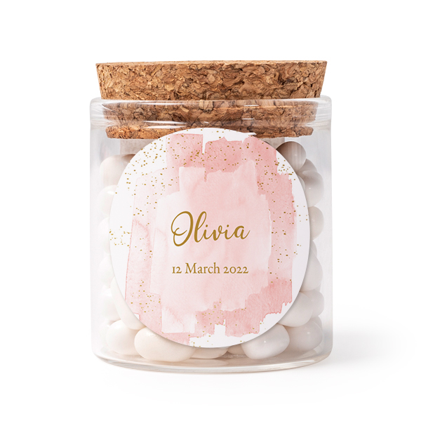 Glass jars with round stickers - set of 12