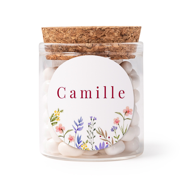 Mini-Glas personalisiert mit rundem Sticker - 12 Stk.