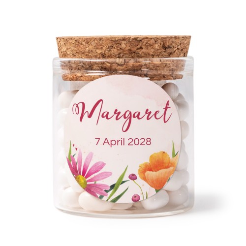 Glass jars with round stickers - set of 12