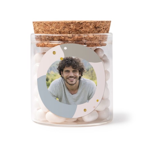 Glass jars with round stickers - set of 12