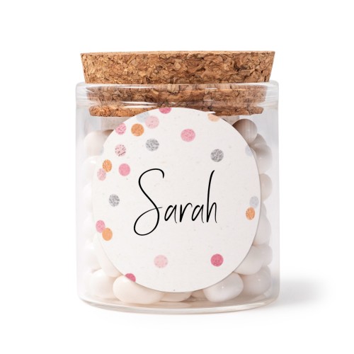 Glass jars with round stickers - set of 12