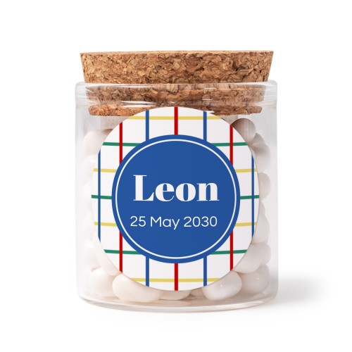 Glass jars with round stickers - set of 12