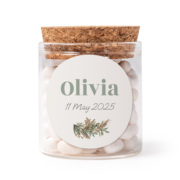Glass jars with round stickers - set of 12