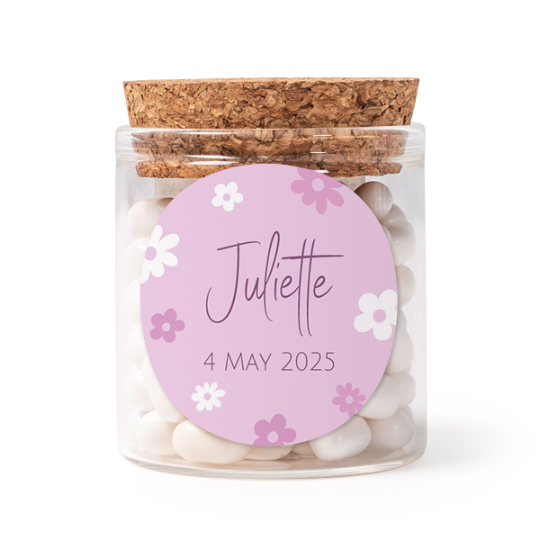 Glass jars with round stickers - set of 12 Glass jars with round stickers - set of 12