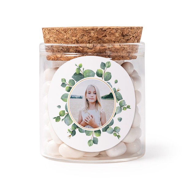 Glass jars with round stickers - set of 12 Glass jars with round stickers - set of 12