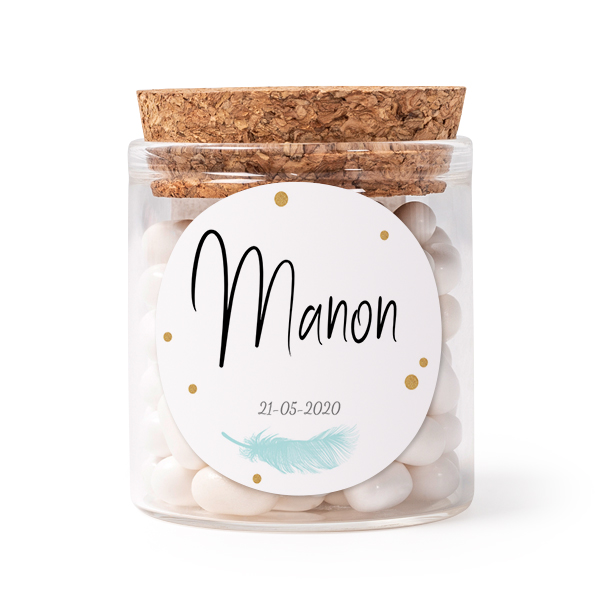 Glass jars with round stickers - set of 12