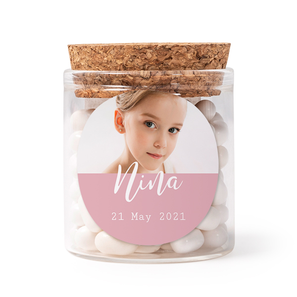 Glass jars with round stickers - set of 12
