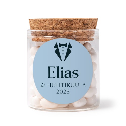 Lasipurkkeja pyöreillä tarroilla - 12 kpl