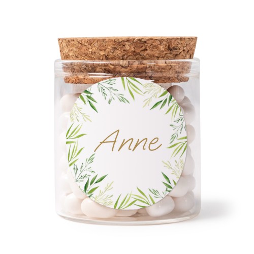 Glaskrukker med runde klistermærker - 12 stk