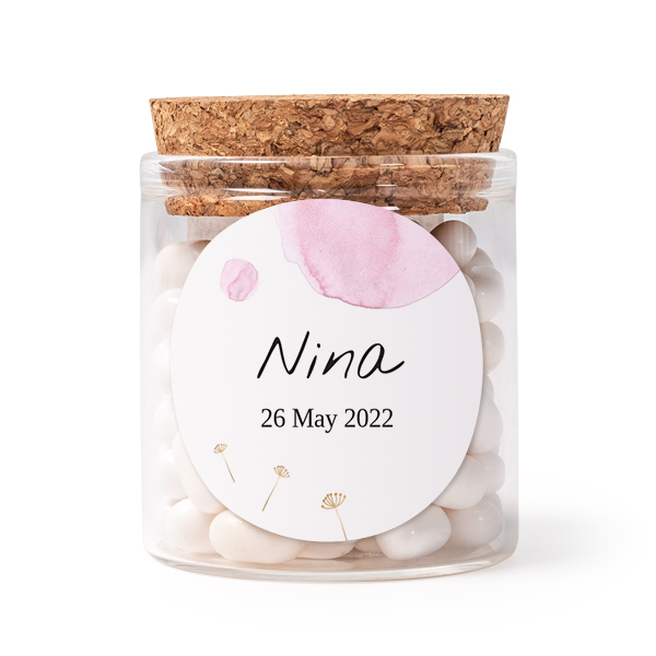 Glass jars with round stickers - set of 12