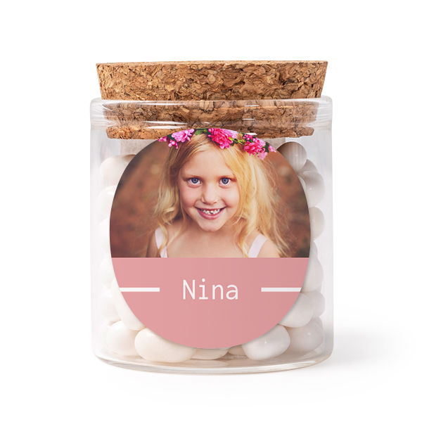 Glass jars with round stickers - set of 12 Glass jars with round stickers - set of 12