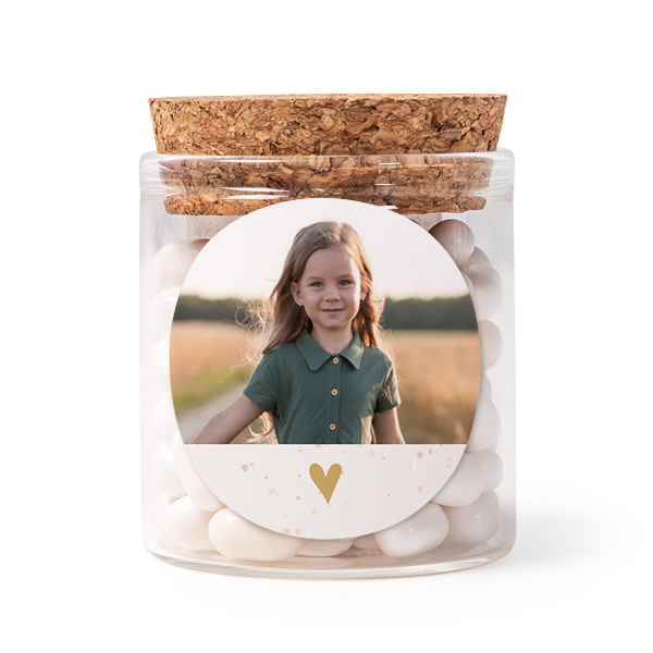Glass jars with round stickers - set of 12
