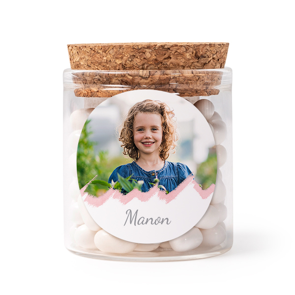 Mini-Glas personalisiert mit rundem Sticker - 12 Stk.