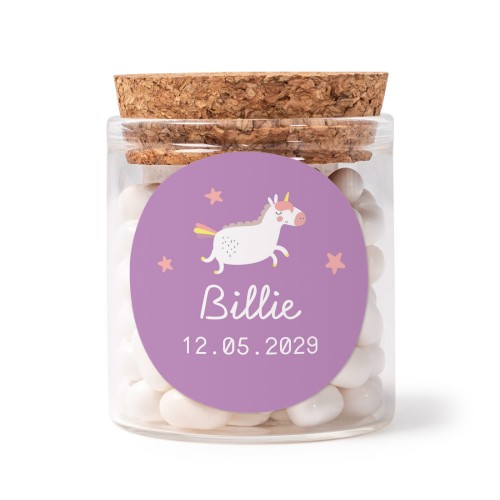 Glass jars with round stickers - set of 12